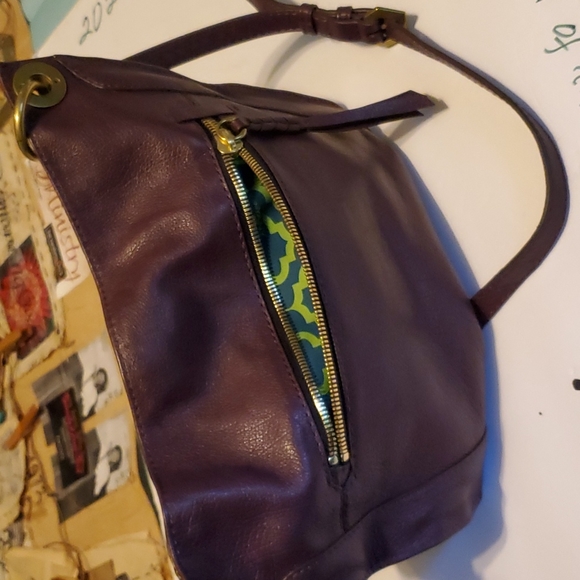 Plum Leather Oryany Shoulder Satchel - Picture 3 of 8